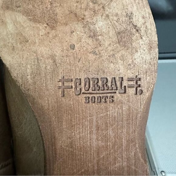 Corral Women's Taupe Laser-Cut Short Top Round Toe Boots Size 7 - Picture 11 of 14